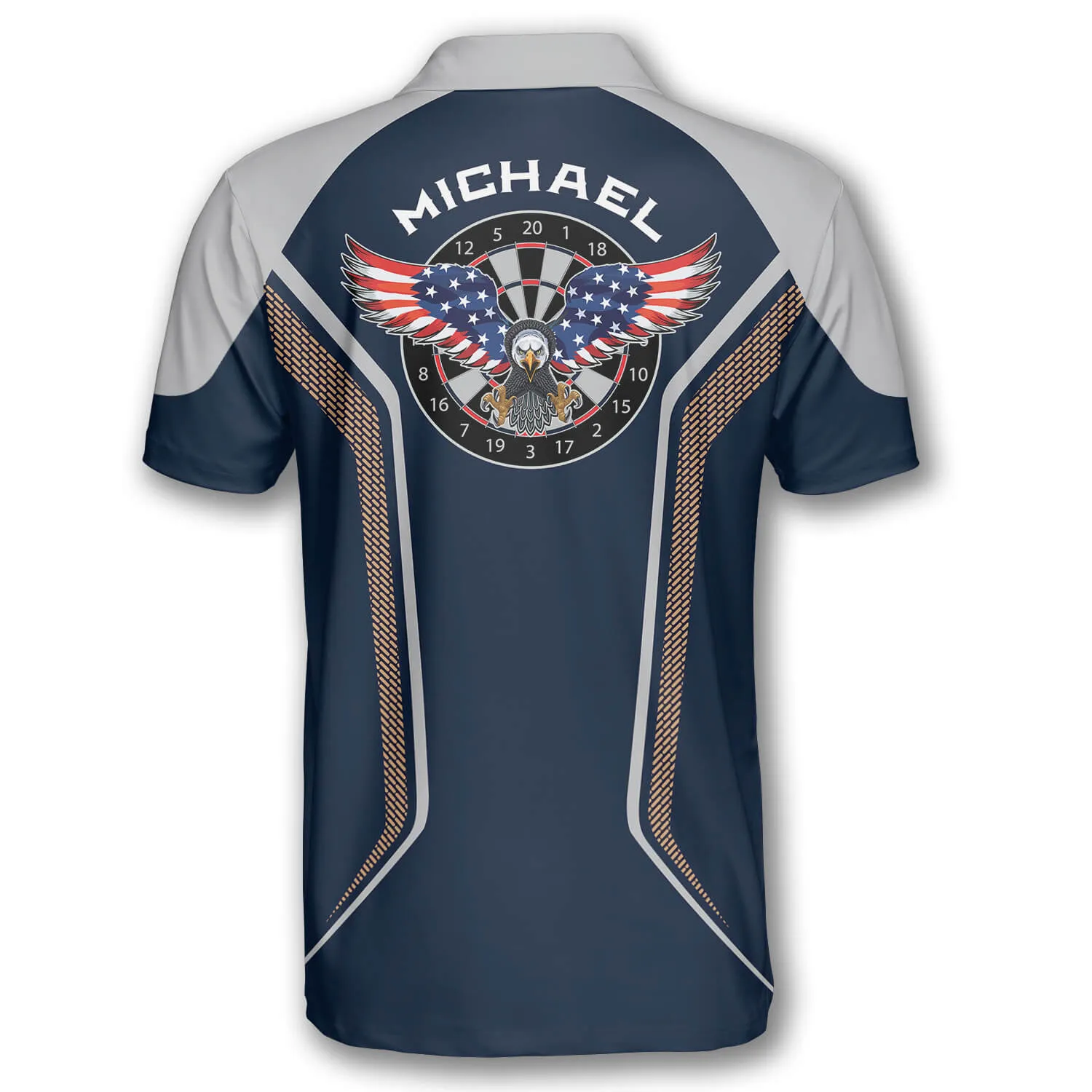 3D All Over Print Darts Eagle Blue Grey Custom Darts Polo Shirts for Men