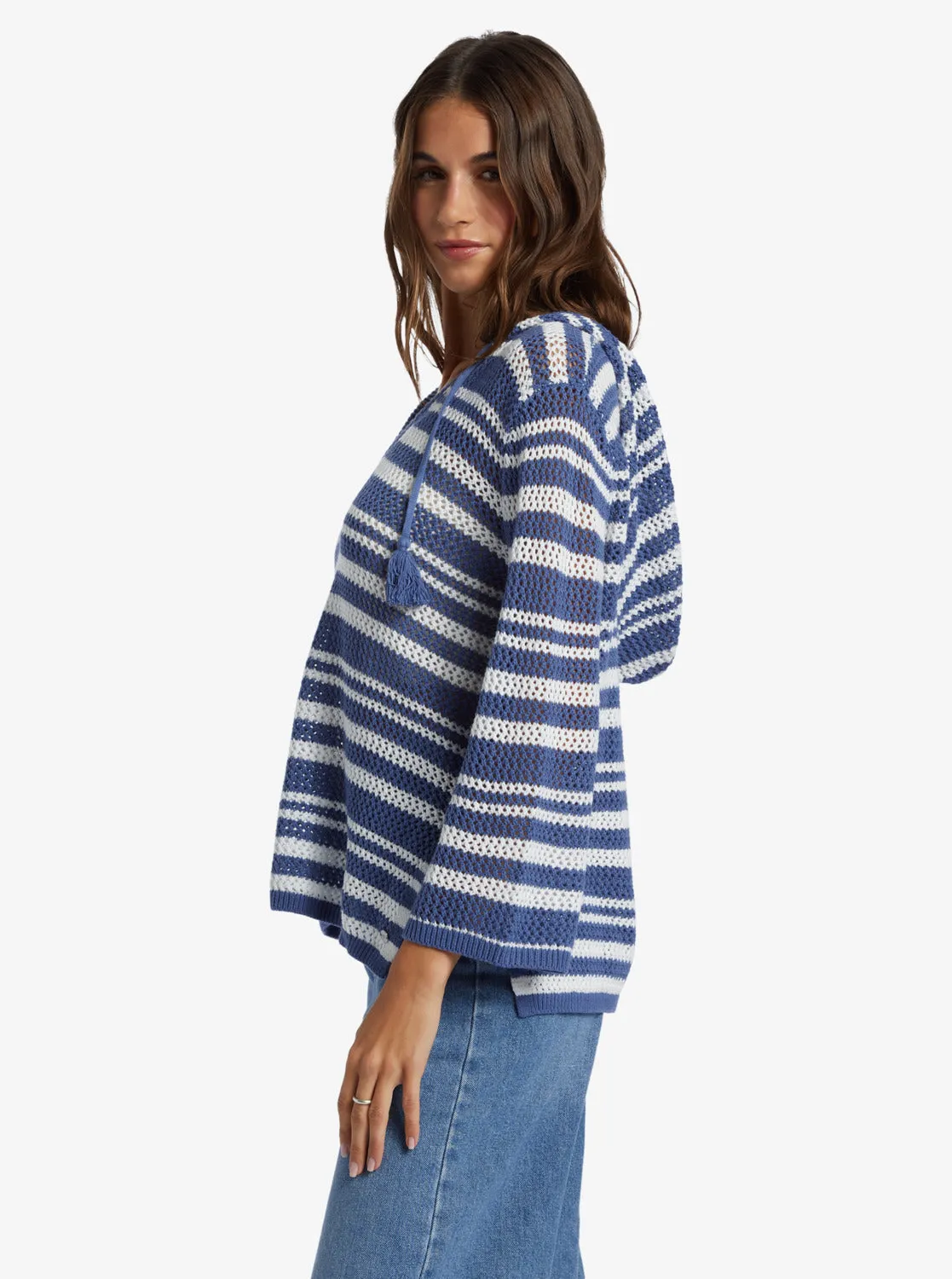 After Beach Break Stripe V-Neck Sweater - Snow White Montauk Stripe