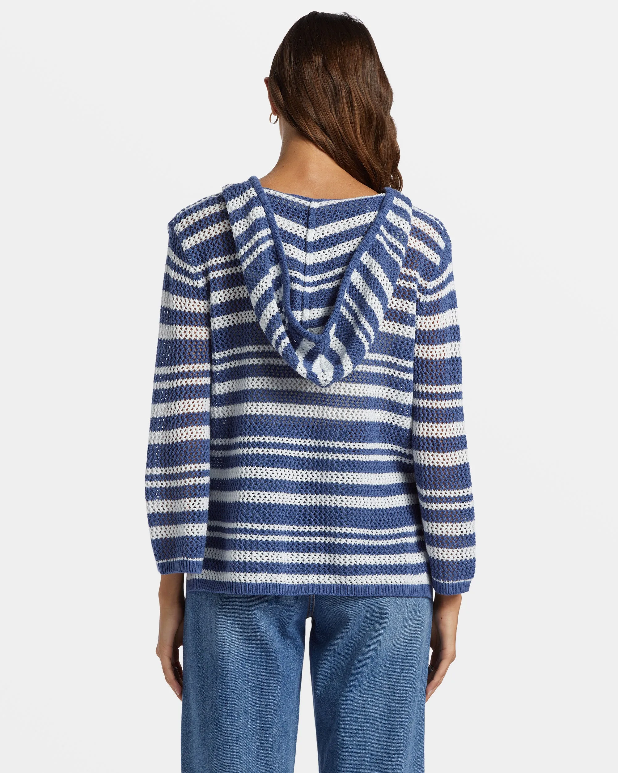 After Beach Break Stripe V-Neck Sweater - Snow White Montauk Stripe