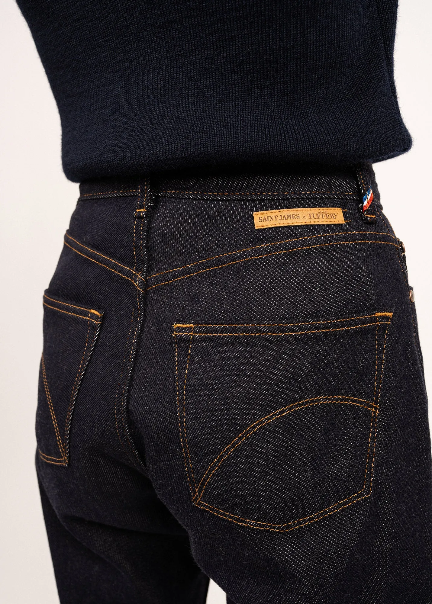 Apolline Mérinos straight jeans - SAINT JAMES x Atelier Tuffery (MARINE)