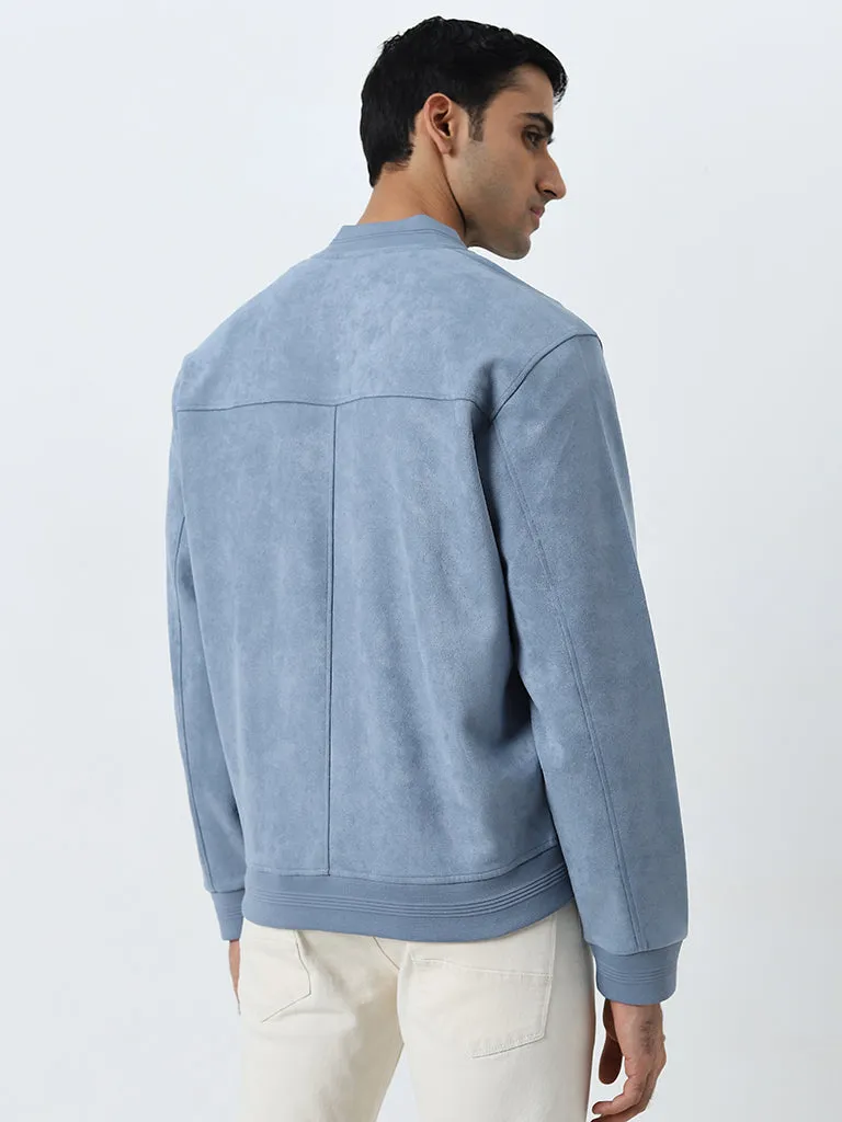 Ascot Dusty Blue Relaxed-Fit Suede Jacket