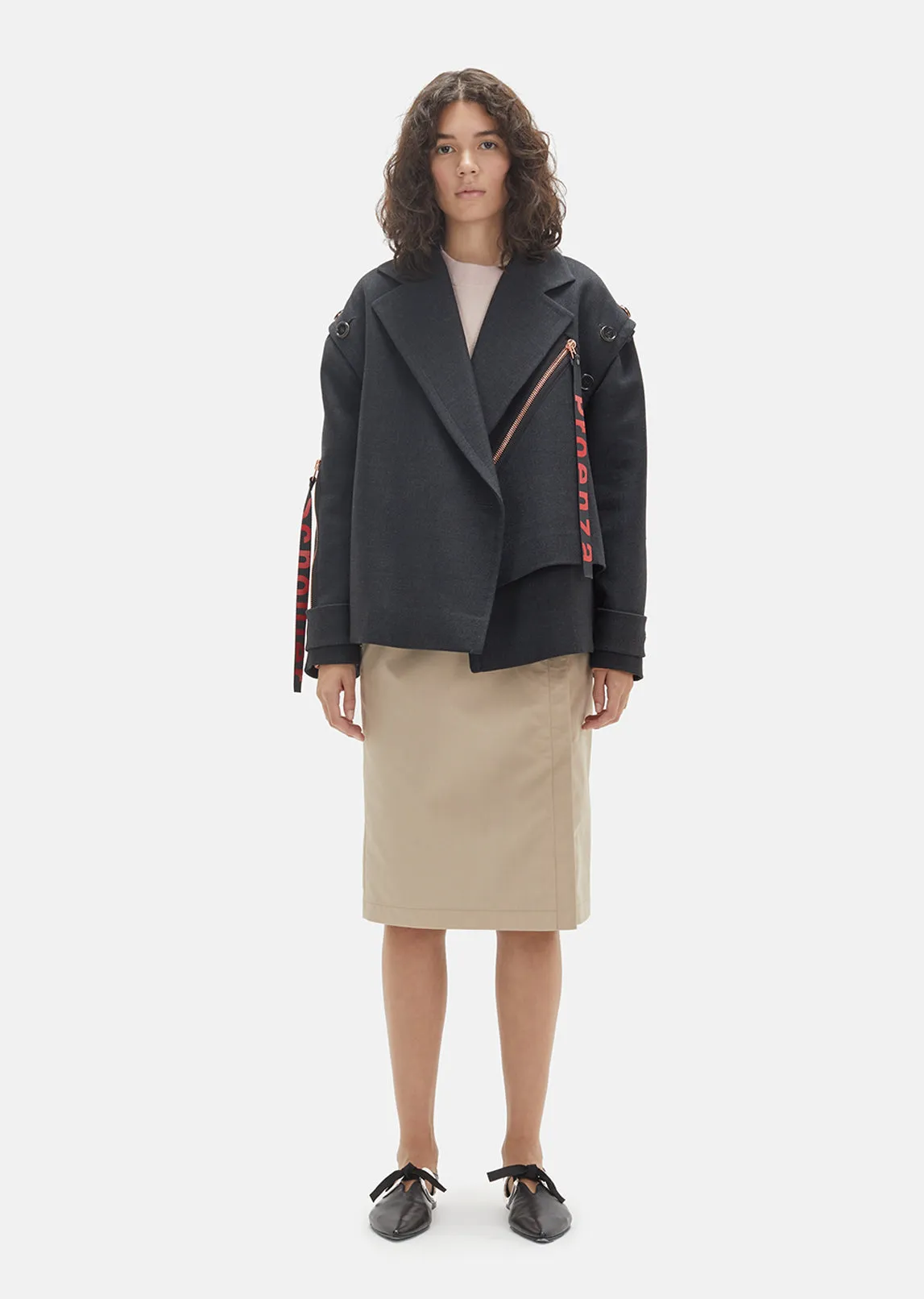 Asymmetric Twill Moto Jacket