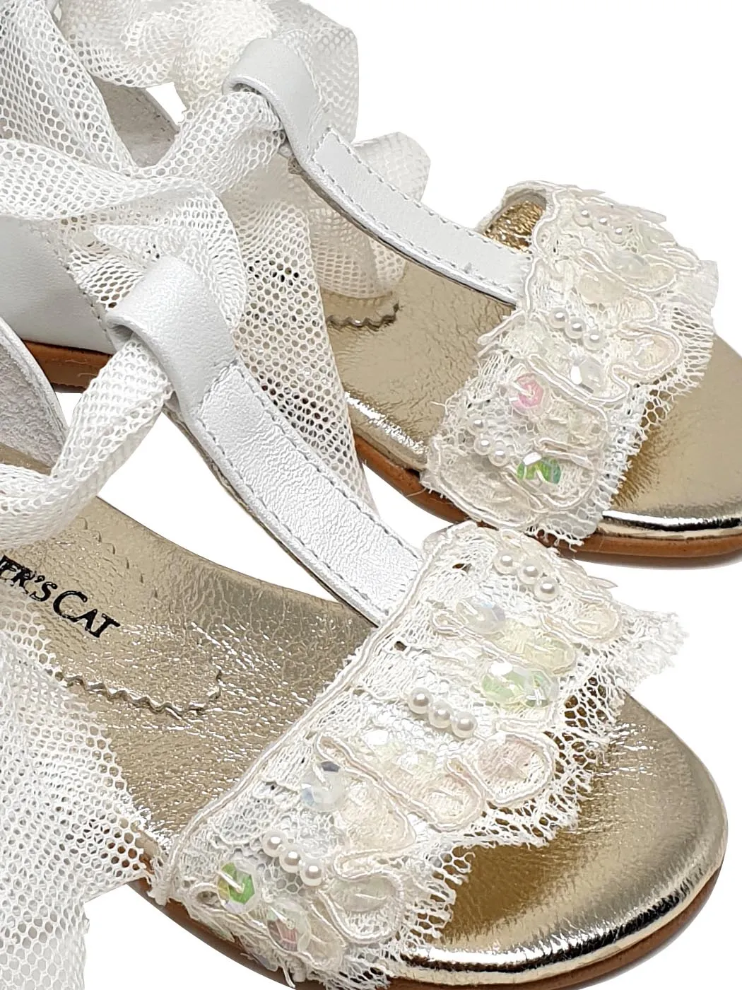 Baptismal Baby sandal for girl-CREAM FRESH white