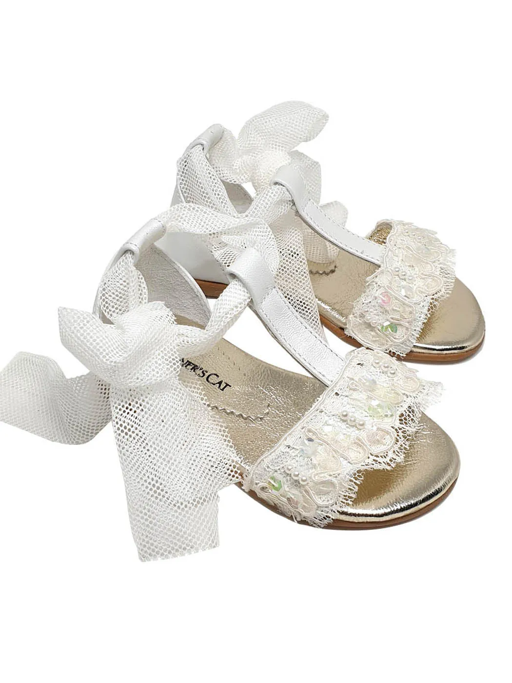 Baptismal Baby sandal for girl-CREAM FRESH white