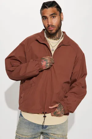 Batter Up Crinkle Nylon Technical Anorak - Brown