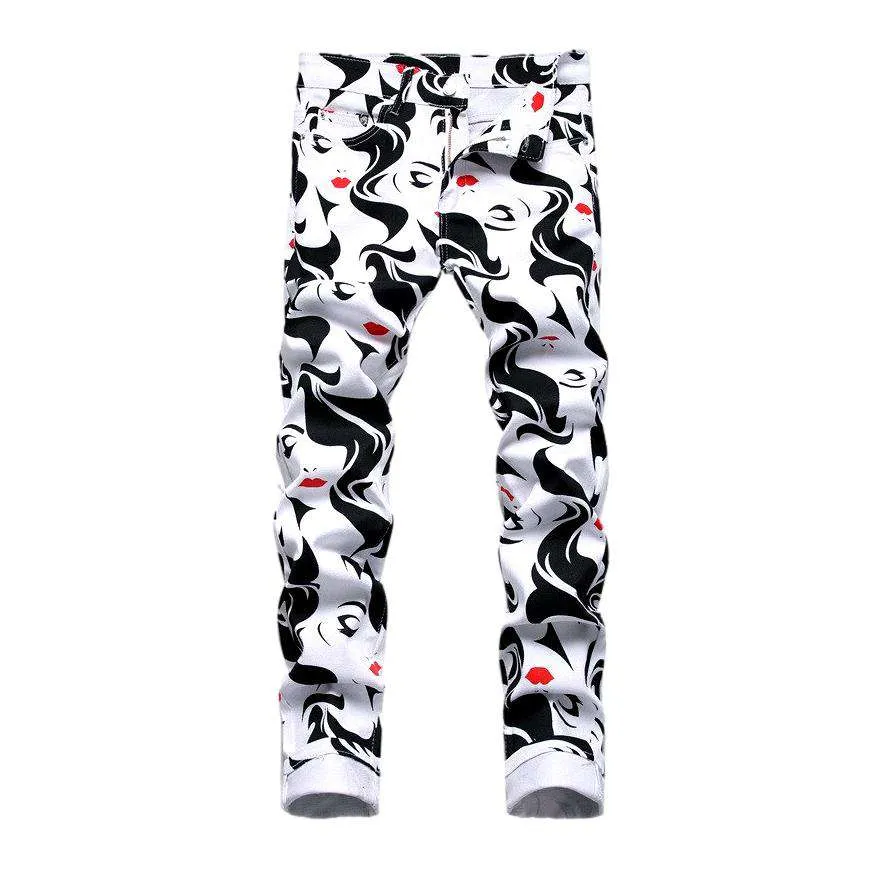 Beauty digital print men jeans