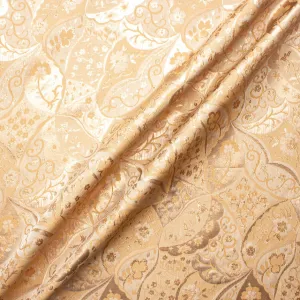 Beige & Deep Gold Metallic Jacquard Brocade