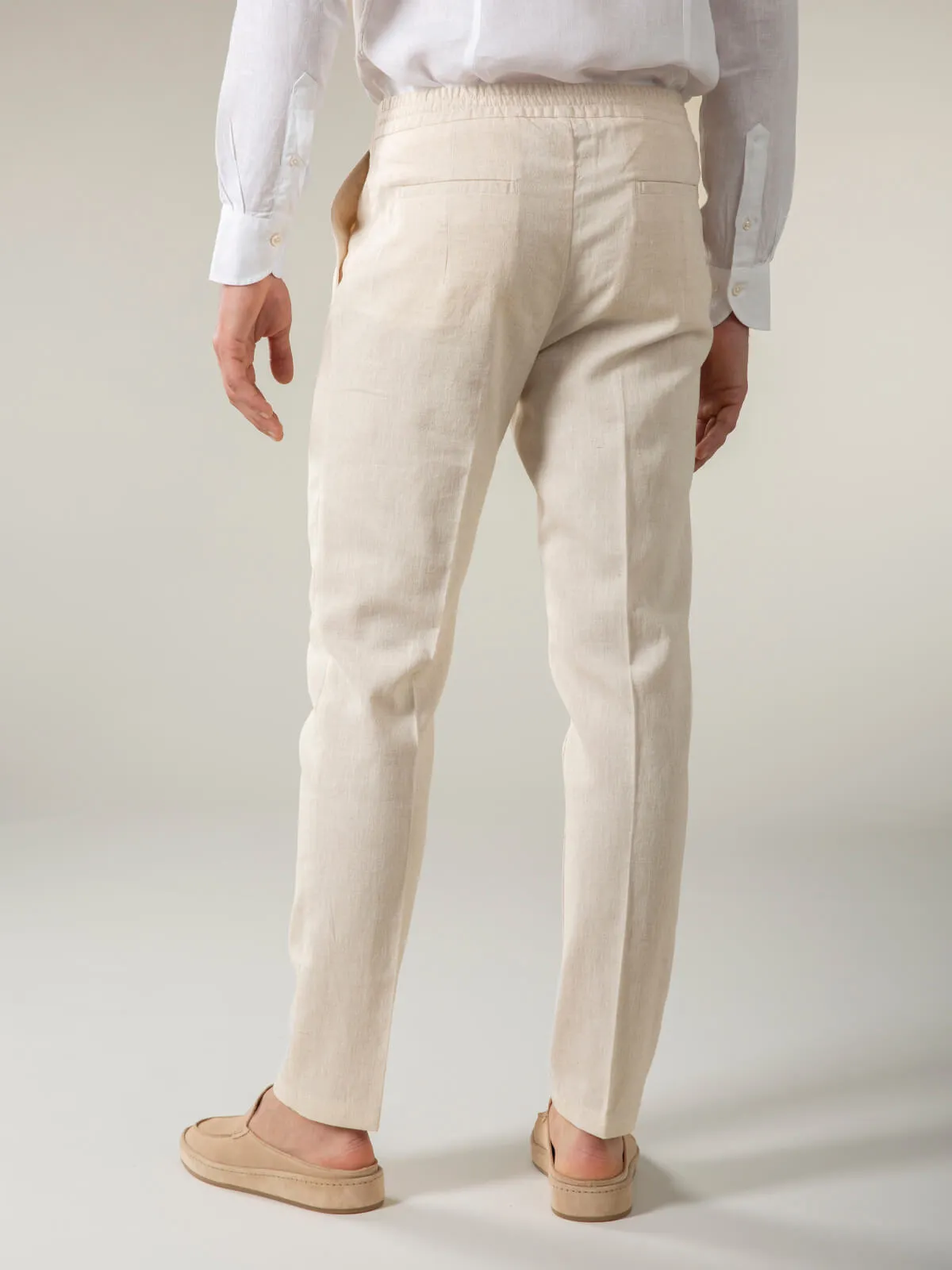 Beige Linen Seaside Trousers