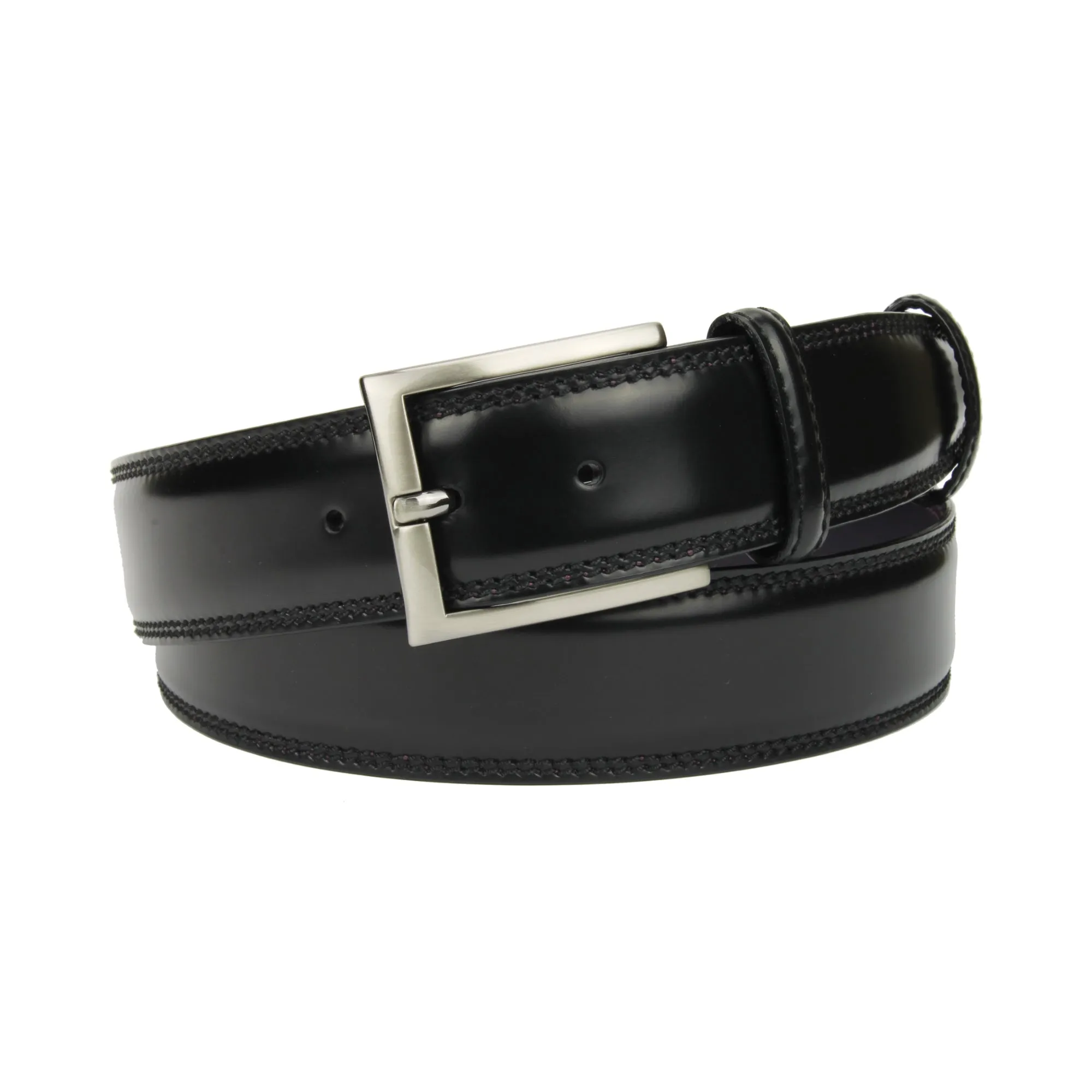 Black Cordovan Belt Strap with Slim Buckle