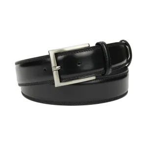 Black Cordovan Belt Strap with Slim Buckle