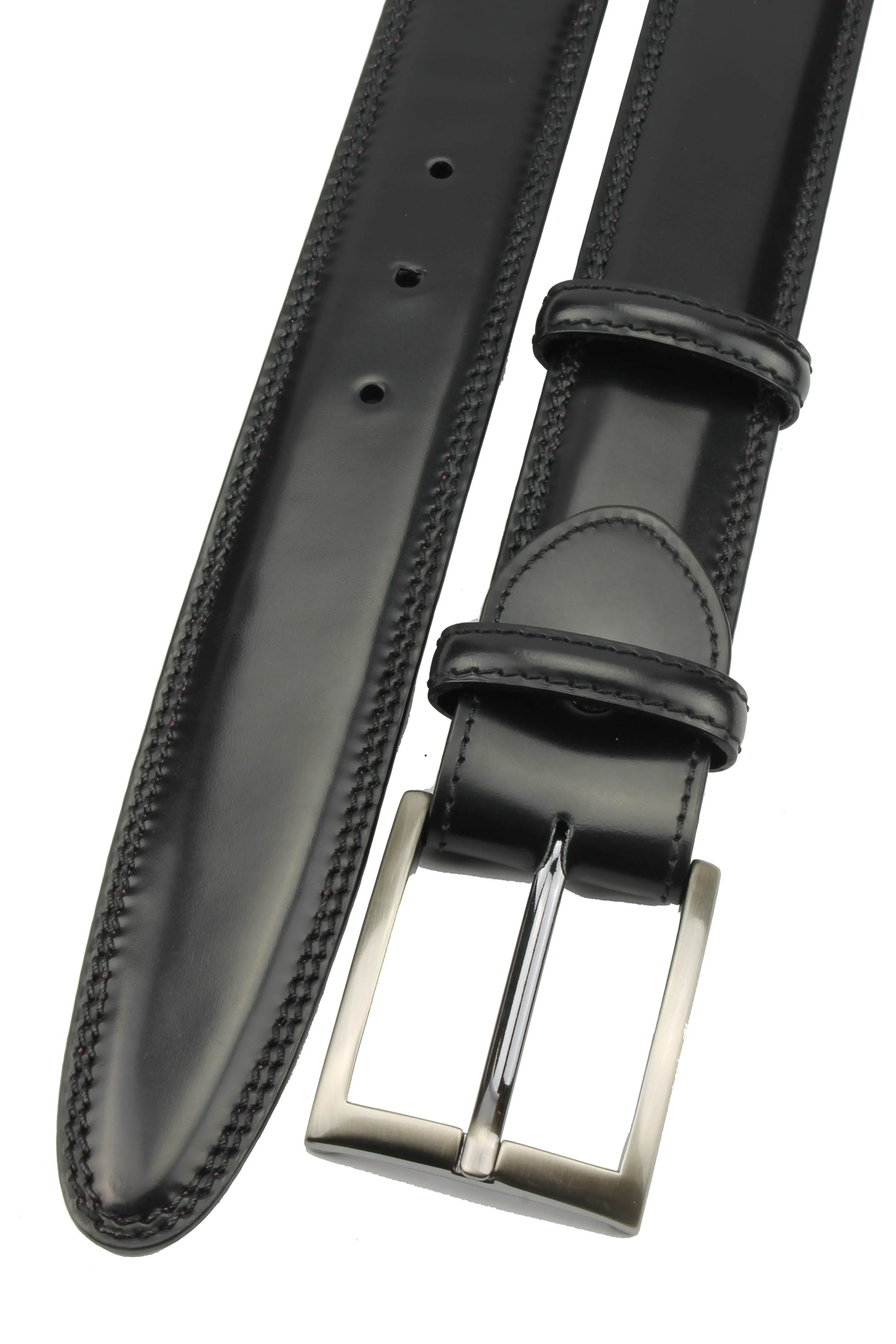 Black Cordovan Belt Strap with Slim Buckle