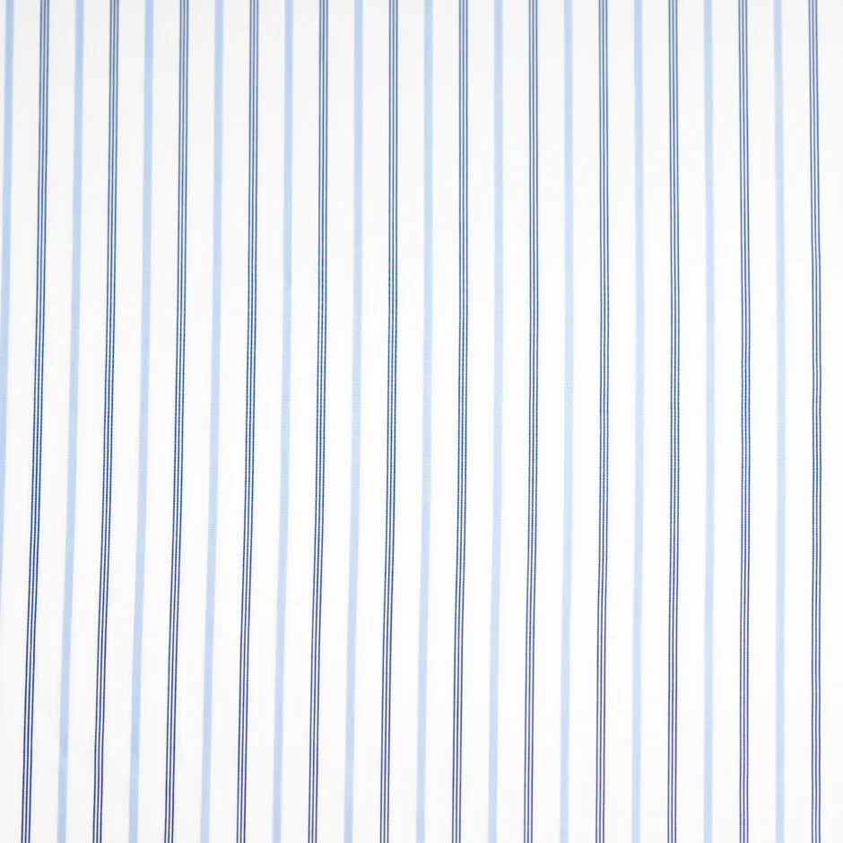 Blue Multi Striped White Superfine Pure Cotton