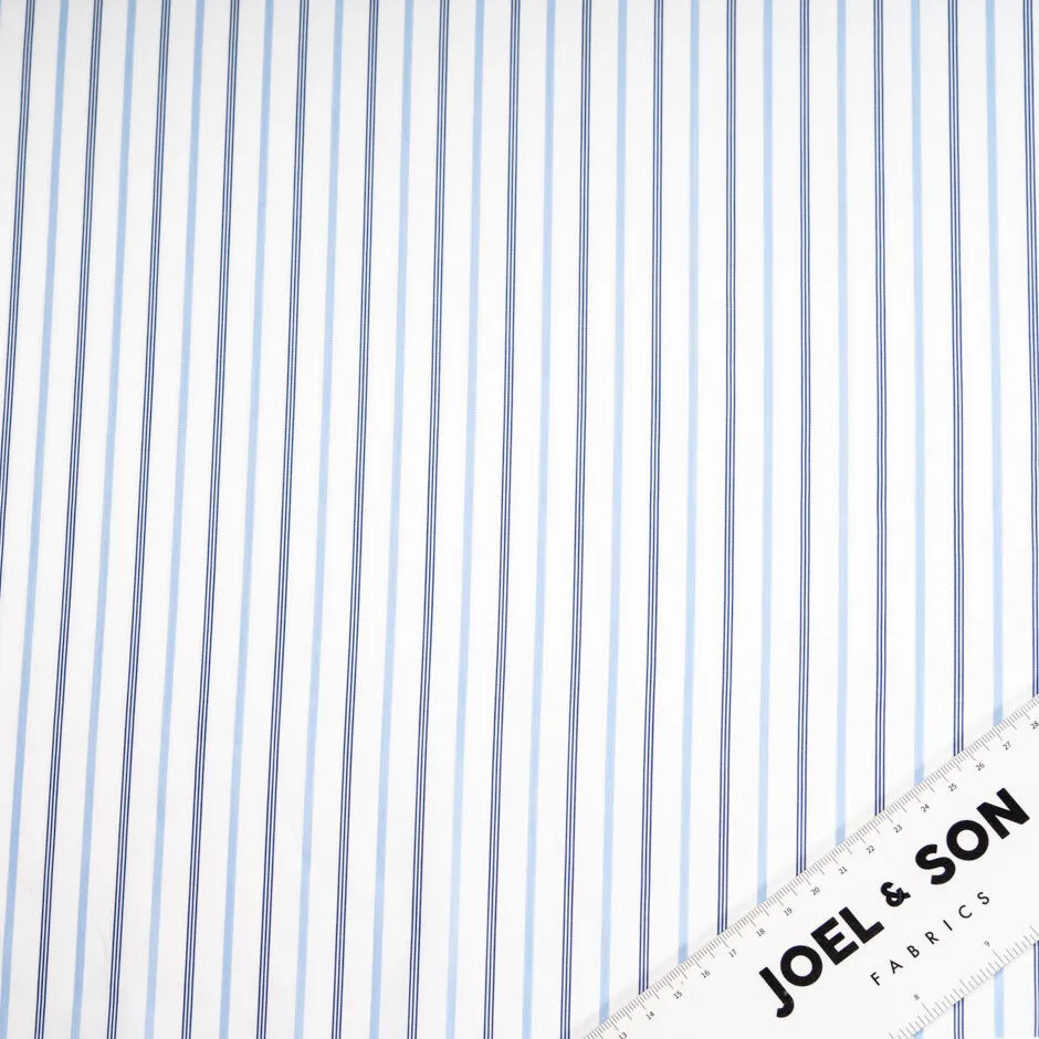 Blue Multi Striped White Superfine Pure Cotton