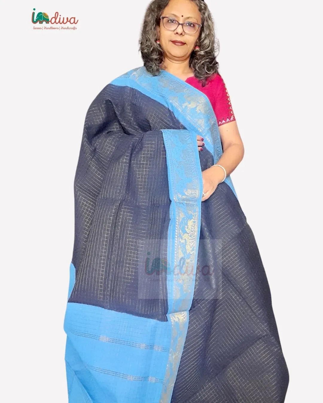 Blue Tie & Dye Sungudi Cotton Saree