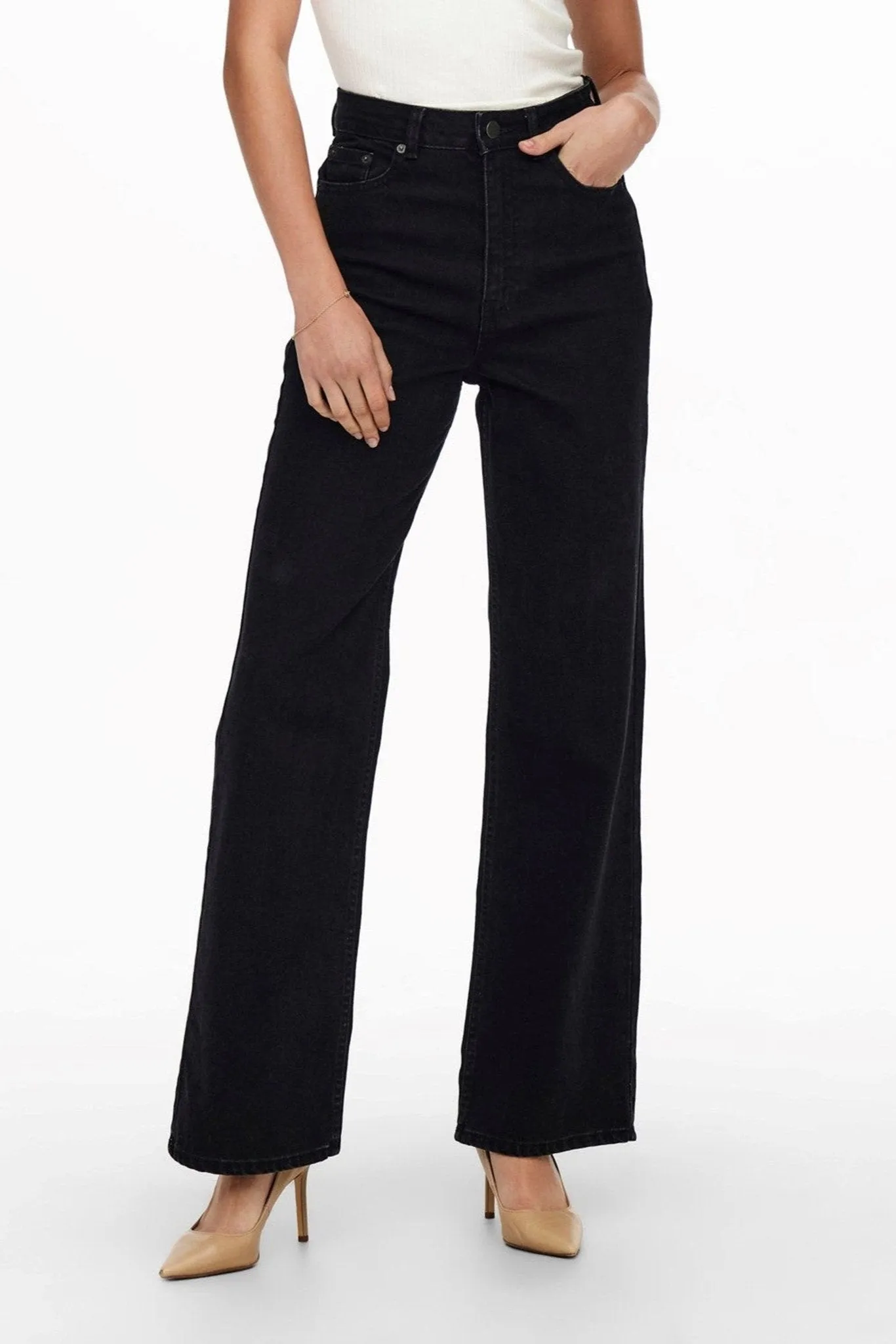 Camille Wide Leg Jeans - Black Denim