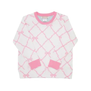 Cassidy Comfy Crewneck - Belle Meade Bow with Hamptons Hot Pink