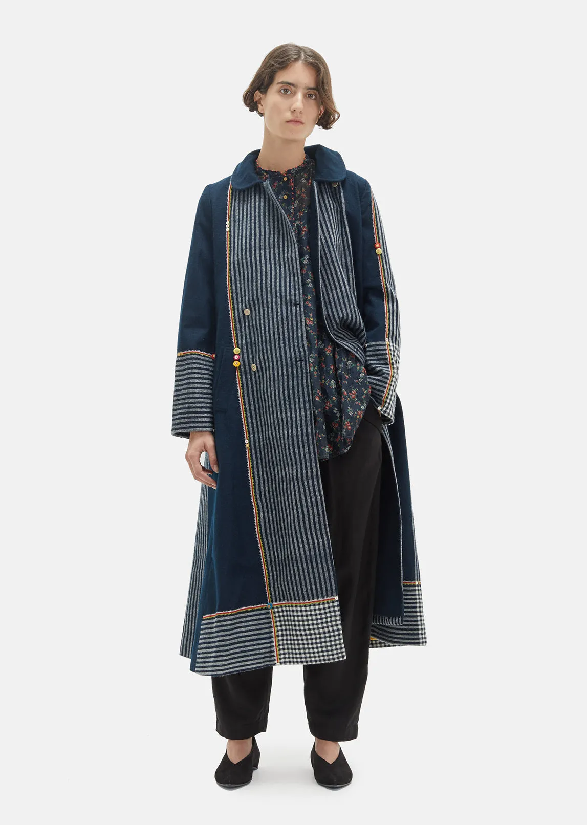 Checkered Wool Reversible Coat