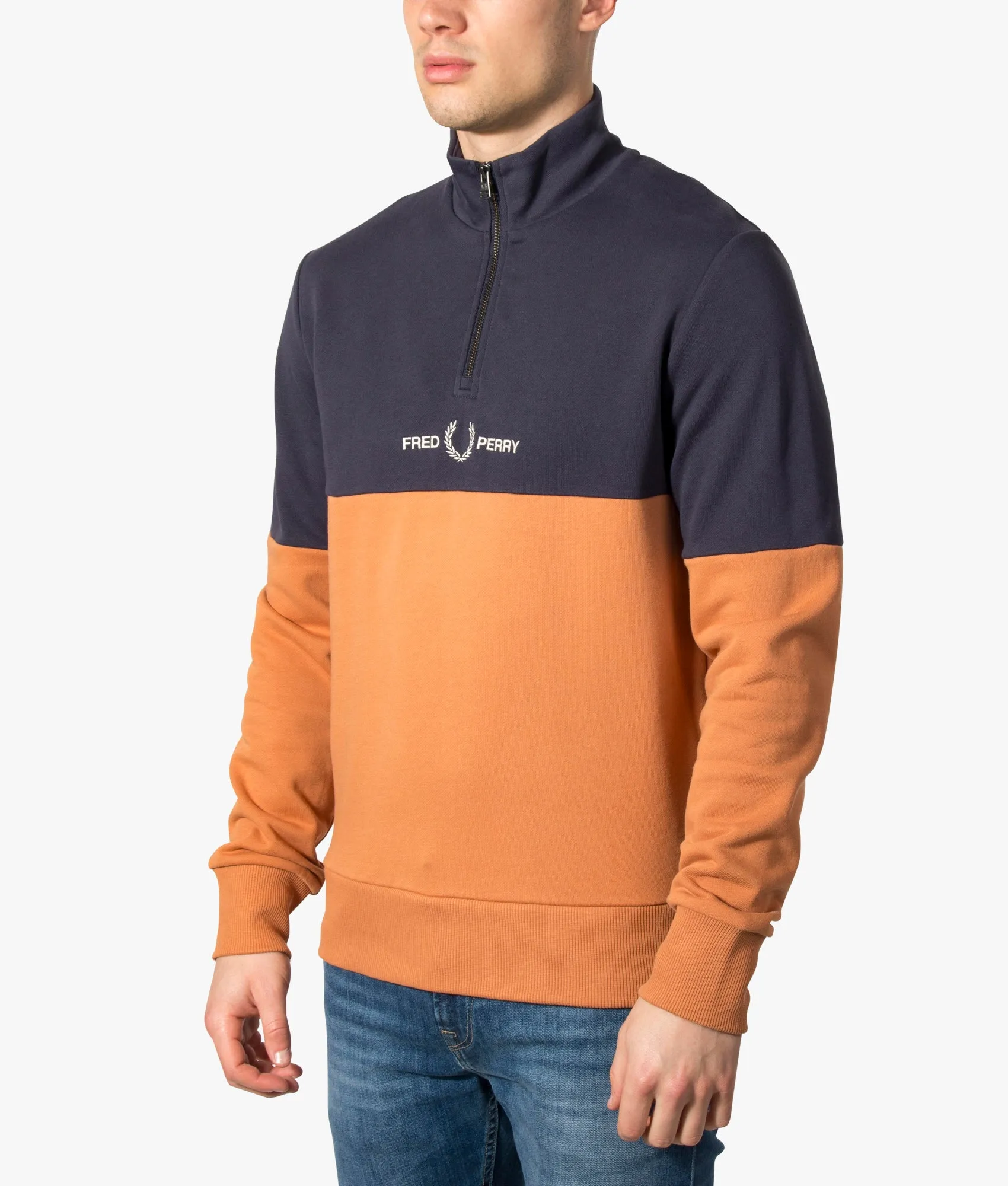 Colour Block Quarter Zip  Sweatshirt