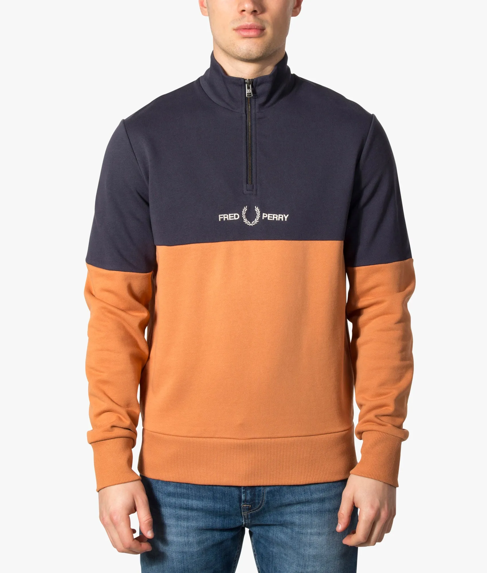 Colour Block Quarter Zip  Sweatshirt