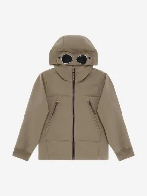 C.P. Company Boys Hooded Goggle Jacket in Brown