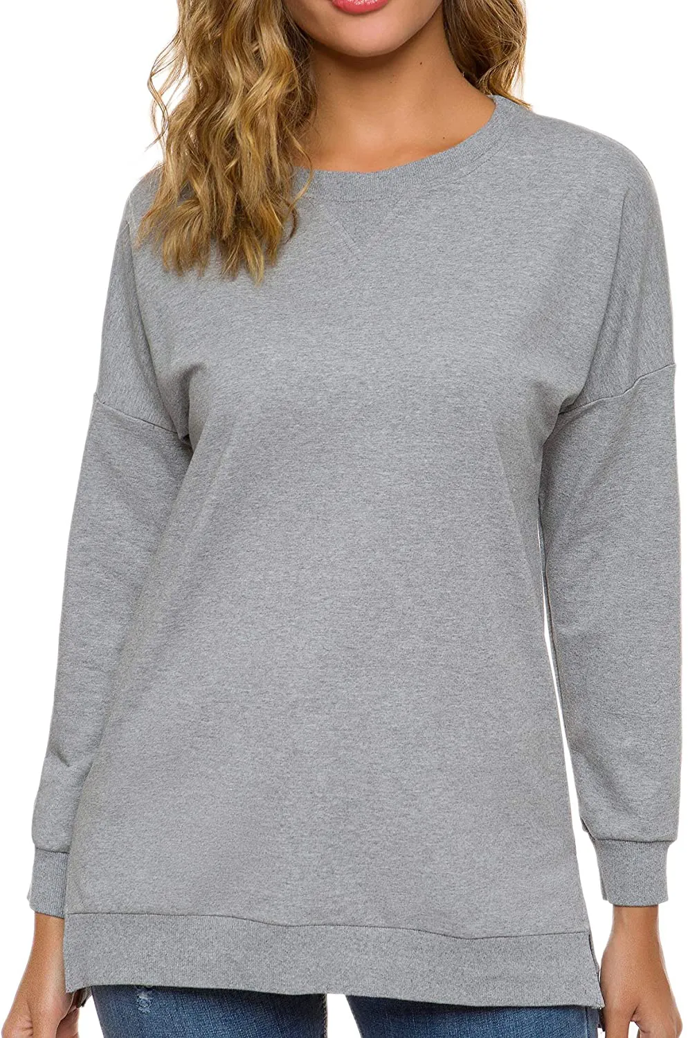 Custer's Night Women's Long Sleeve Sweatshirts Side Split Loose Casual Pullover Tunic Tops