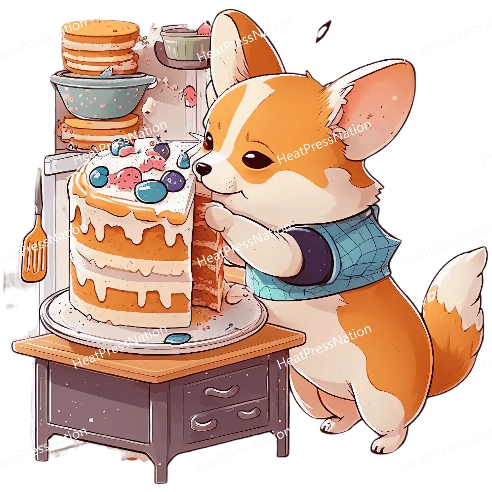 Dog Eating Cake Design