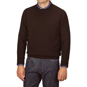 Ebony Brown Crew-Neck Lambswool Sweater