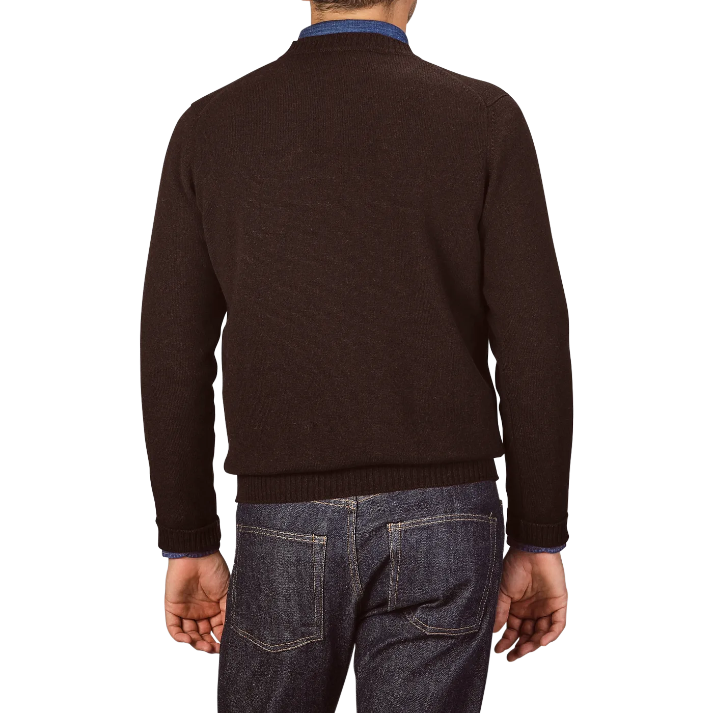 Ebony Brown Crew-Neck Lambswool Sweater