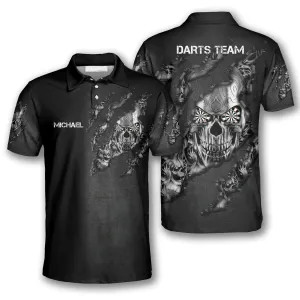 Eye Dart Tribal Tattoos Metal Skull Black Custom Darts Polo Shirts for Men Coolspod