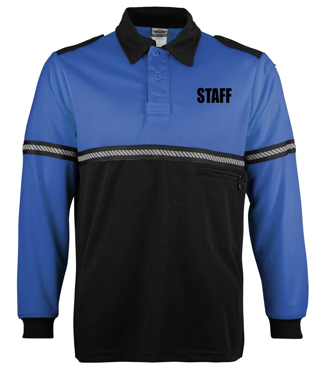 First Class Two Tone Long Sleeve Bike Patrol Shirt with Zipper Pocket and Hash Stripes with Staff ID