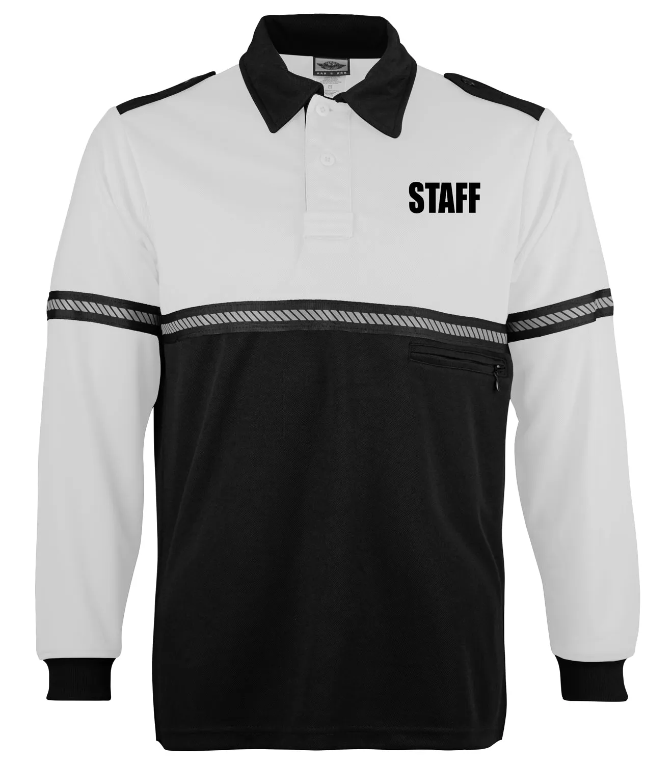 First Class Two Tone Long Sleeve Bike Patrol Shirt with Zipper Pocket and Hash Stripes with Staff ID