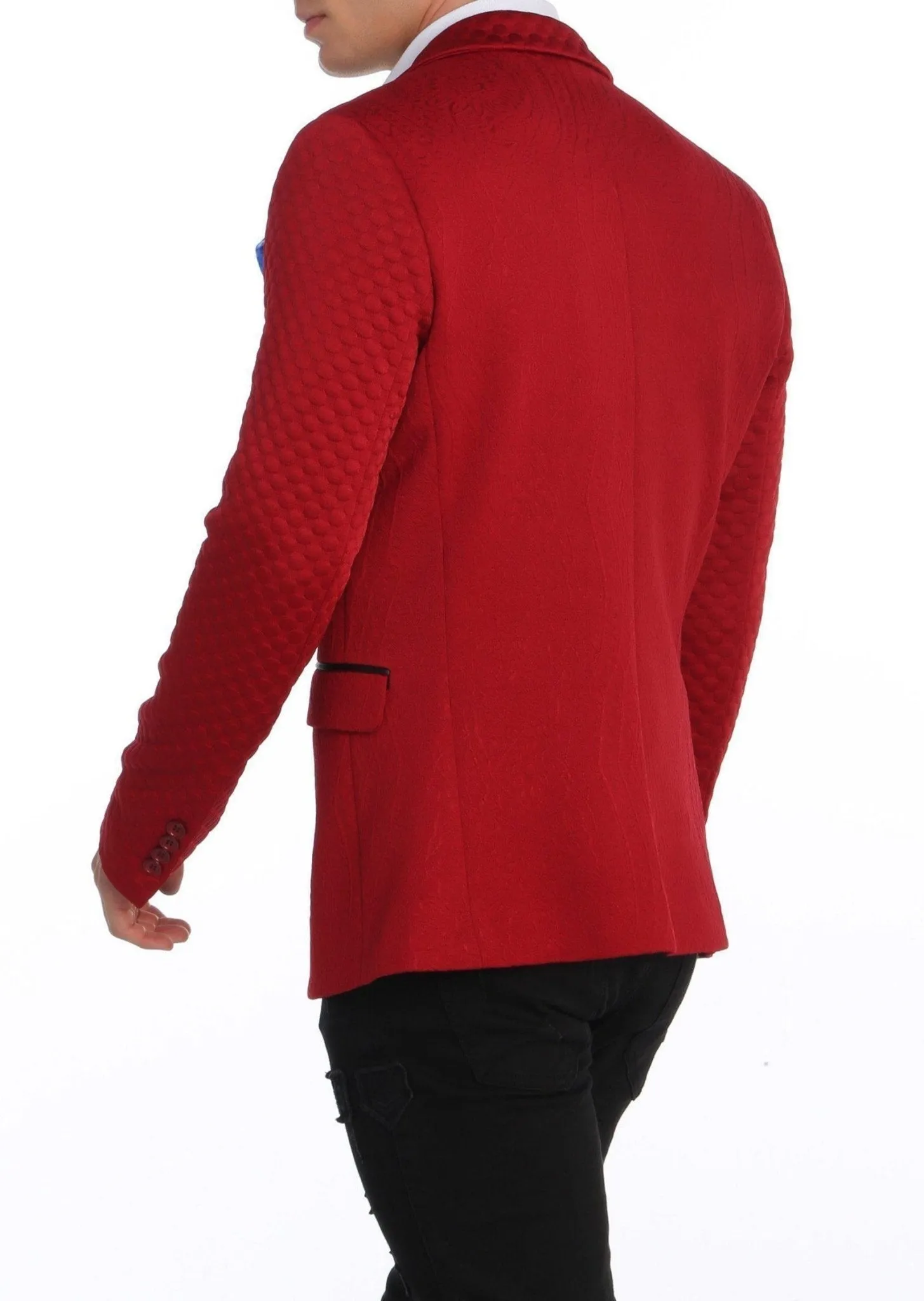 Fitted Brocade Jacket - Red