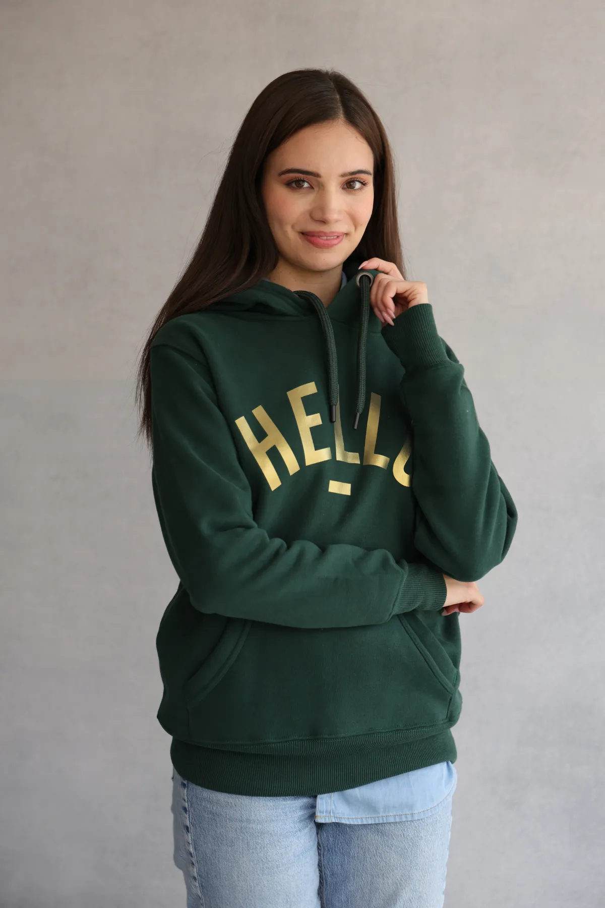 Forest Green Hello Hoodie