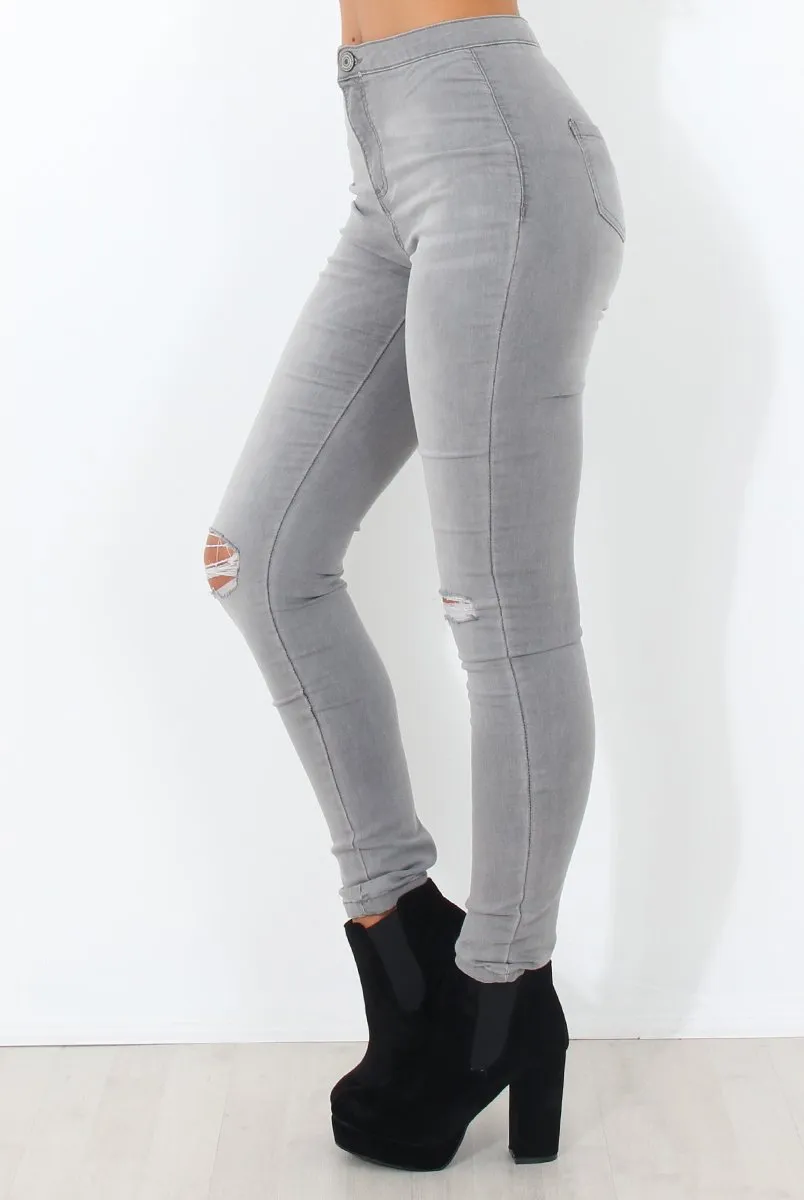 Grey High Waisted Jeans-Caprice