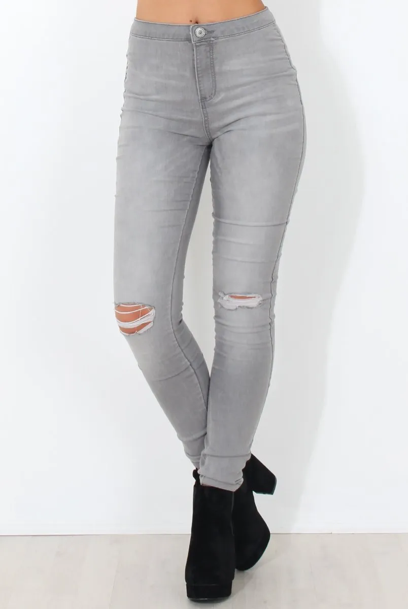 Grey High Waisted Jeans-Caprice