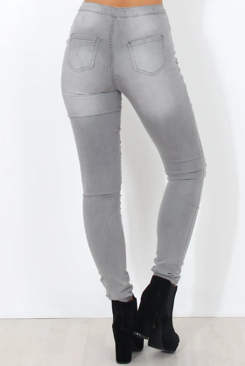 Grey High Waisted Jeans-Caprice