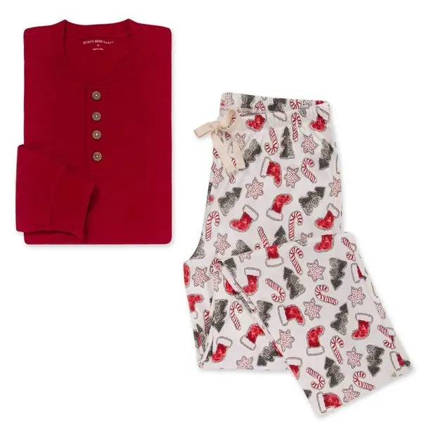 Holiday Cookies Tee and Pant PJ Set - Cardinal