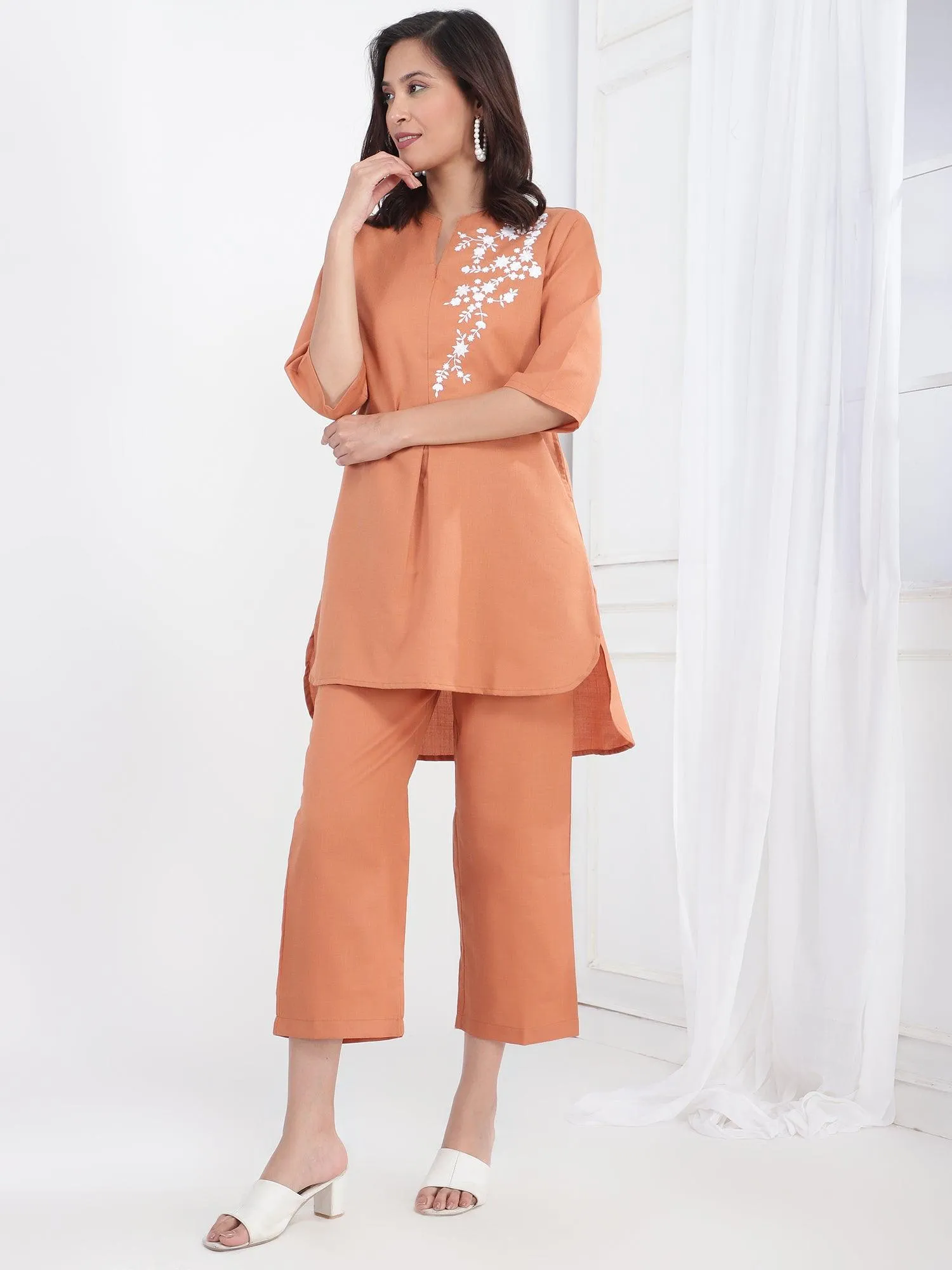 Innayat Peach Women Co-Ord Set