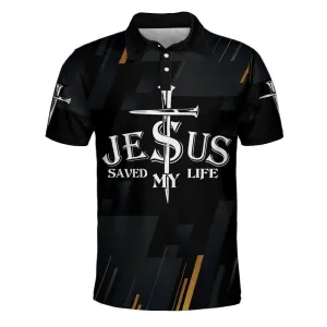 Jesus Saved My Life Cross Polo Shirt - Christian Shirts & Shorts