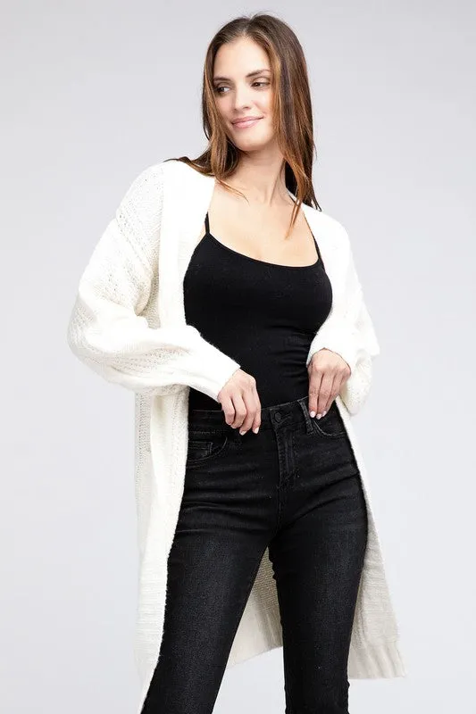 Knitted Open Front Cardigan With Pockets *10 Colors