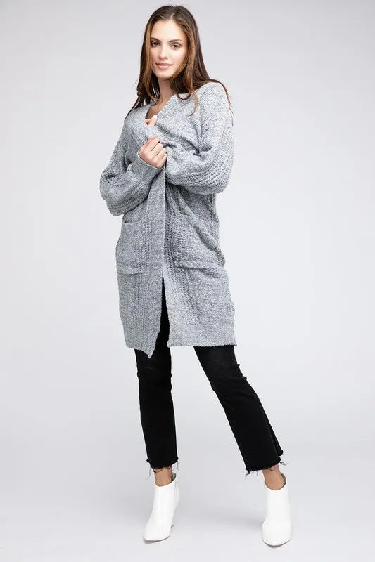 Knitted Open Front Cardigan With Pockets *10 Colors