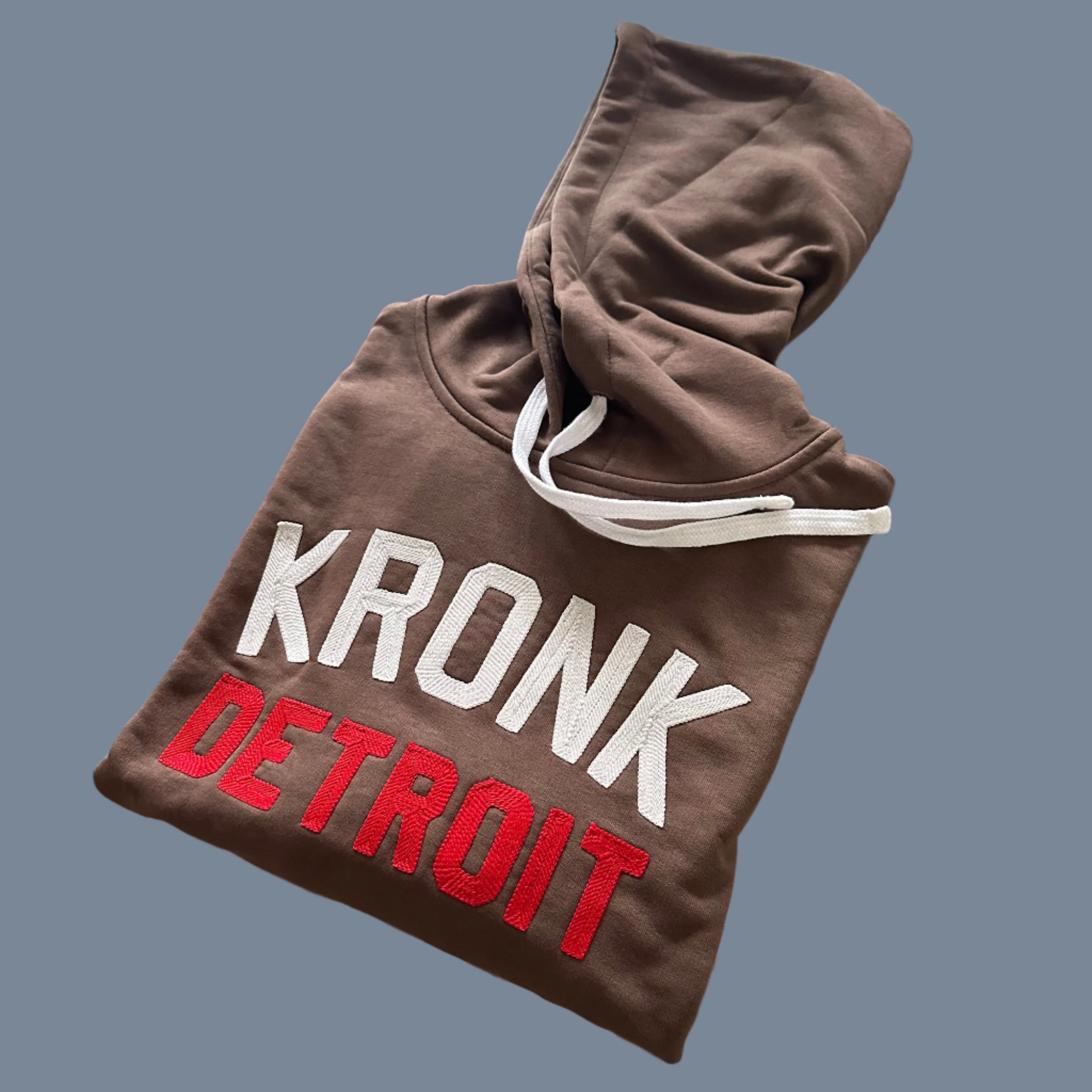 KRONK Iconic Detroit Chain Stitch Hoodie Loose Fit Cobblestone