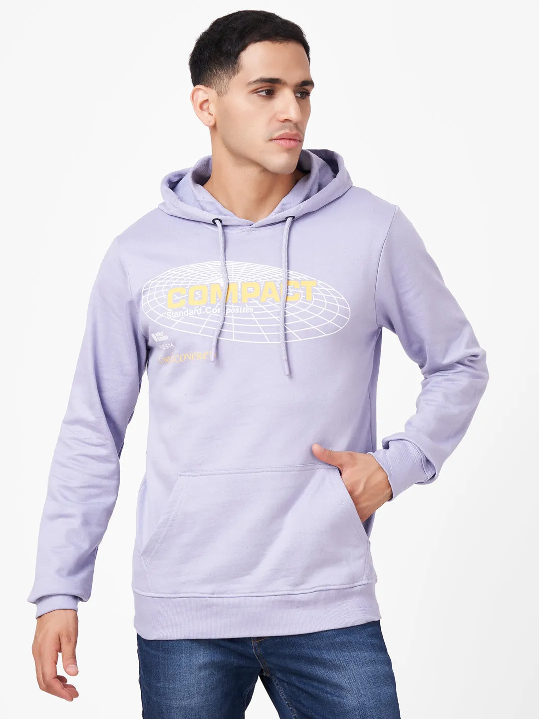 Lavender Printed Full Sleeve Hoodie