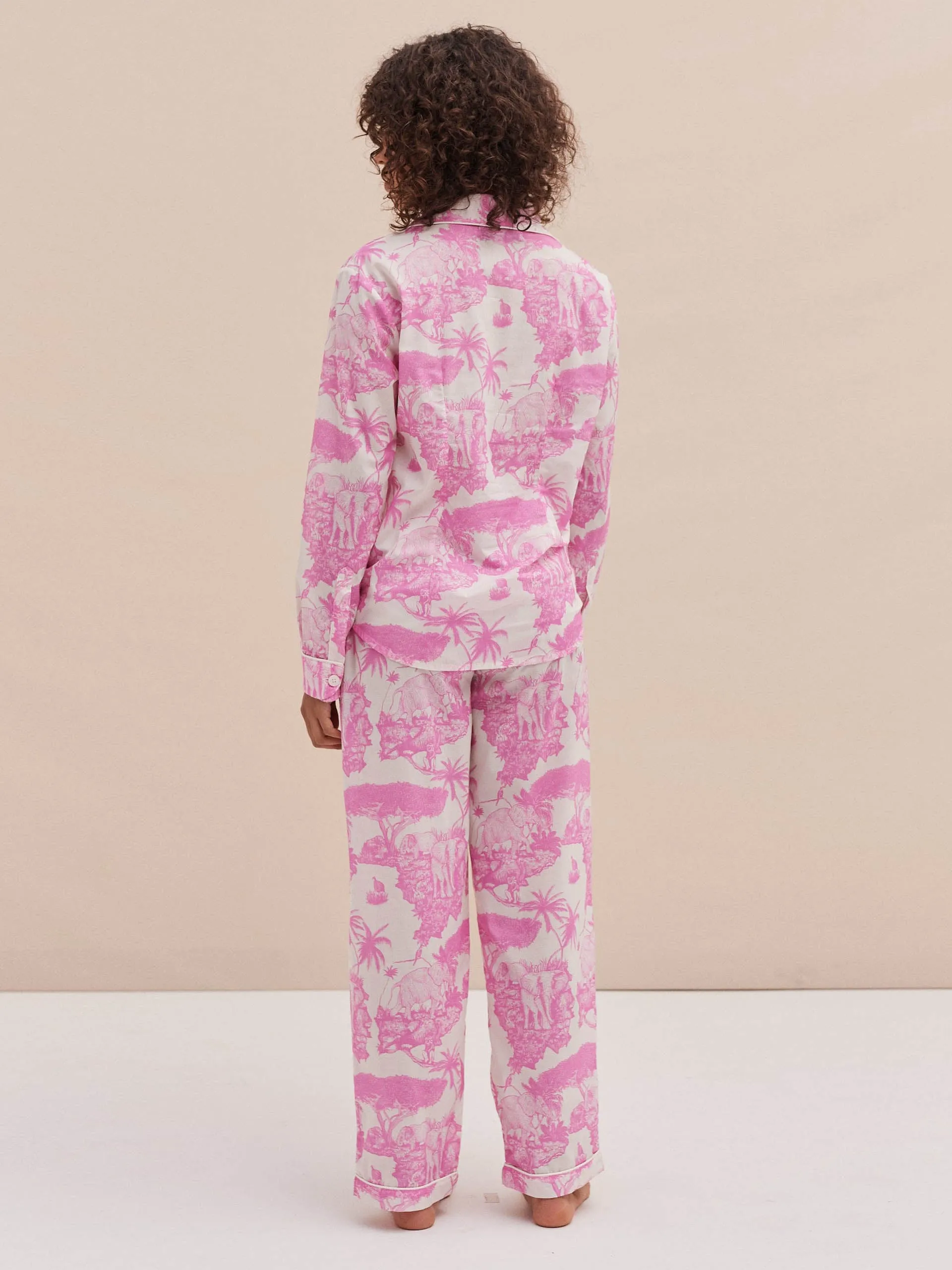 Long pyjama set loxodonta print pink