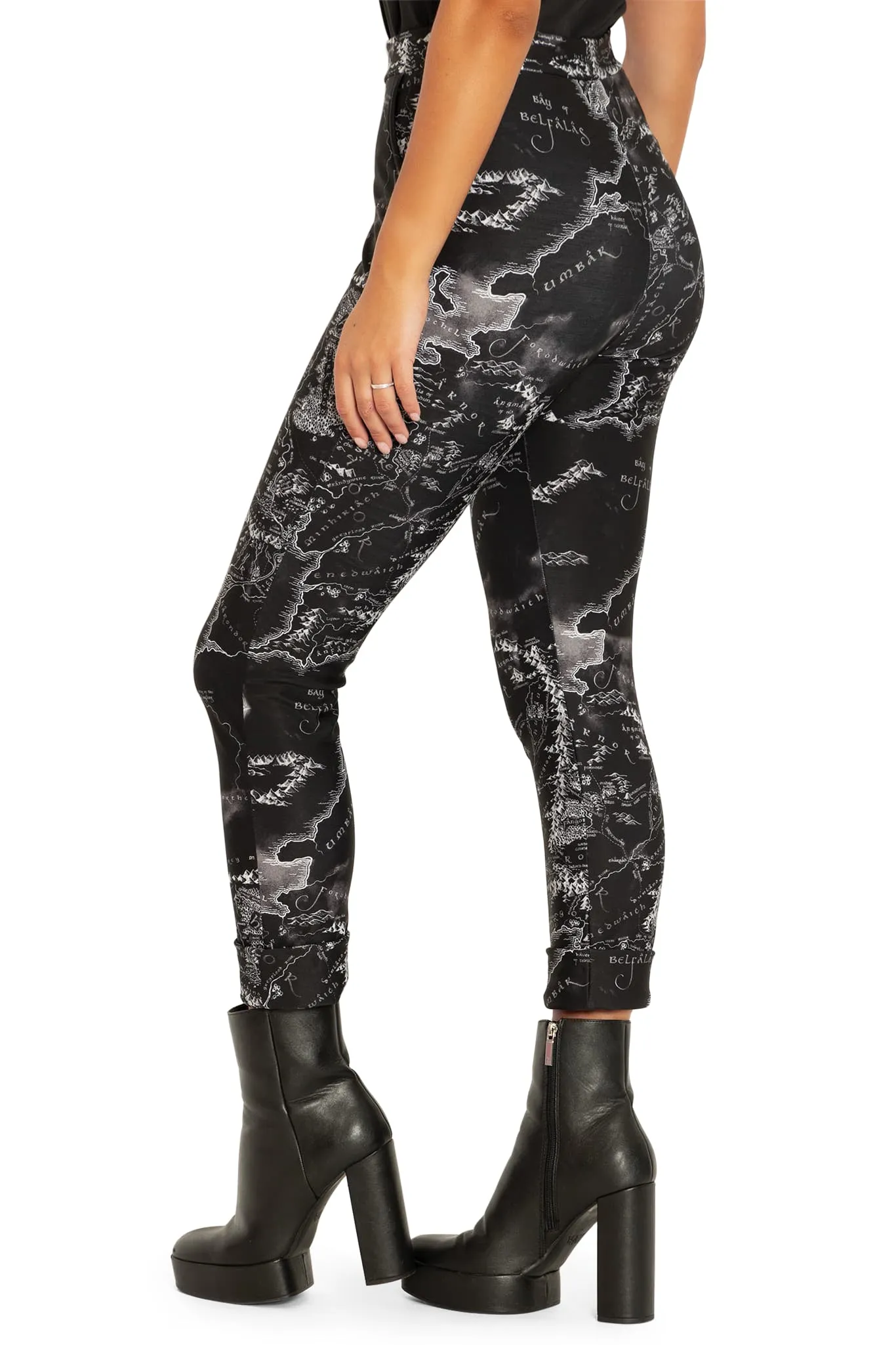 Middle-earth Map Black Cuffed Pants