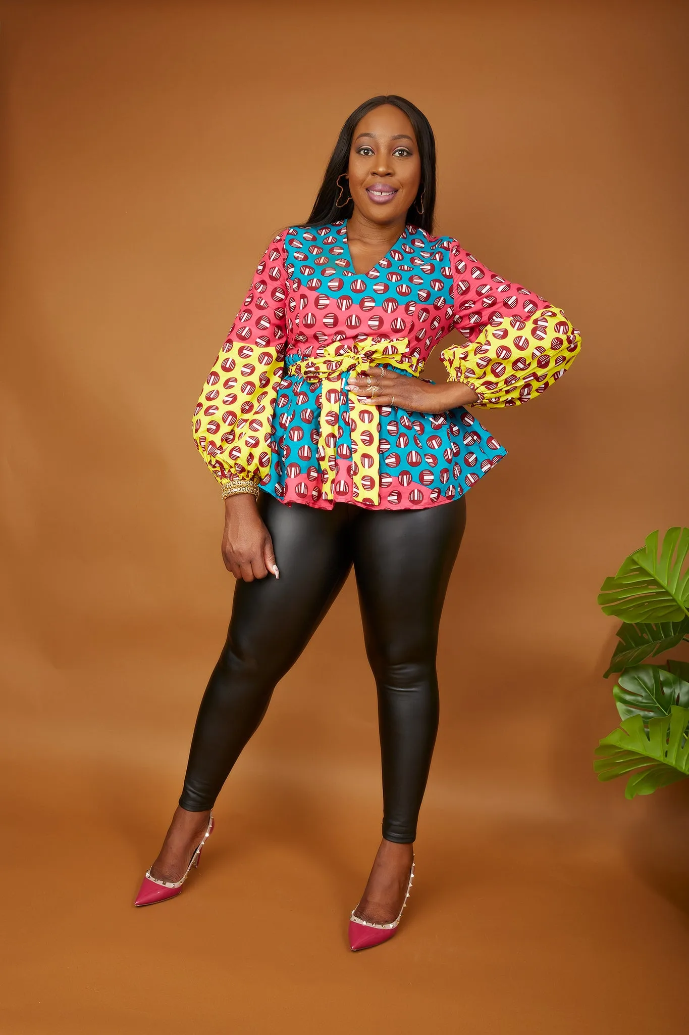 New In African Print Long Sleeve High Waist Top (Also available in Plus Size) - Tegga