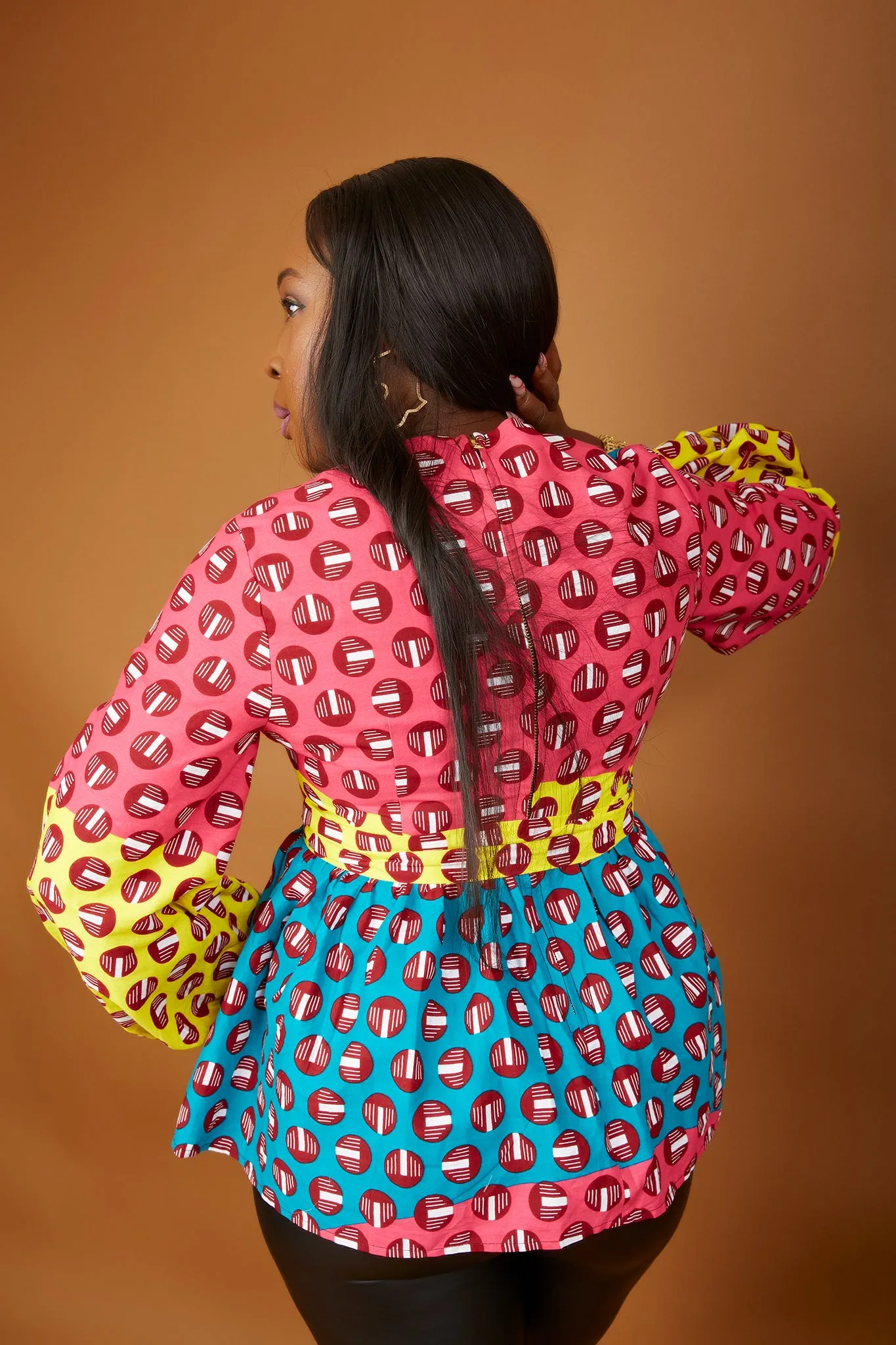 New In African Print Long Sleeve High Waist Top (Also available in Plus Size) - Tegga