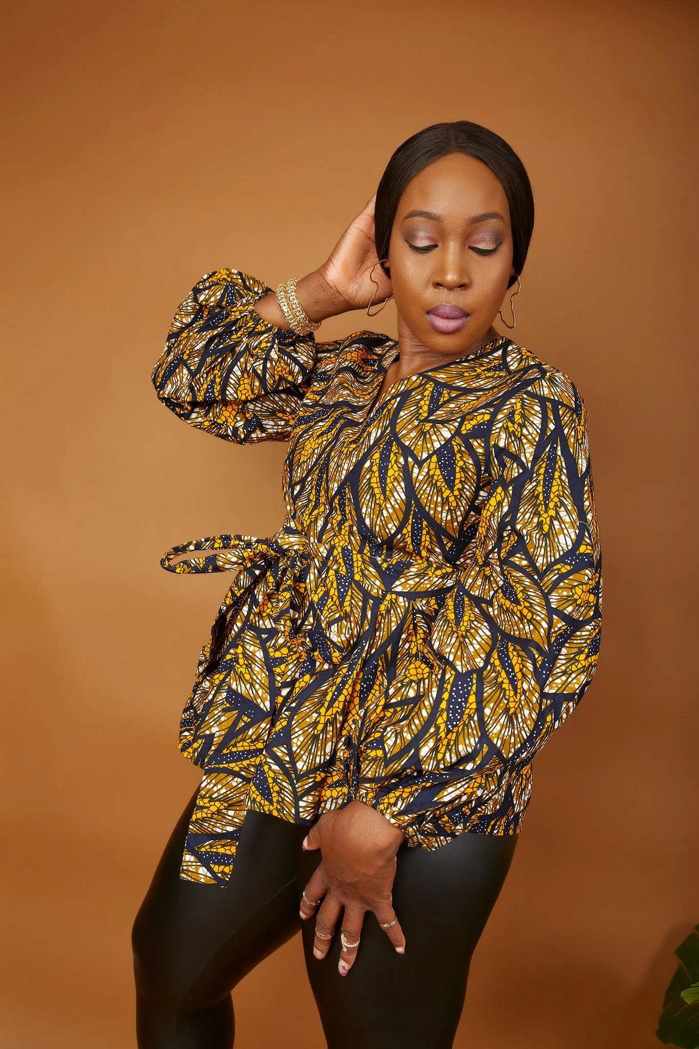 New In African Print Long Sleeve High Waist Top (Also available in Plus Size) - Tegga