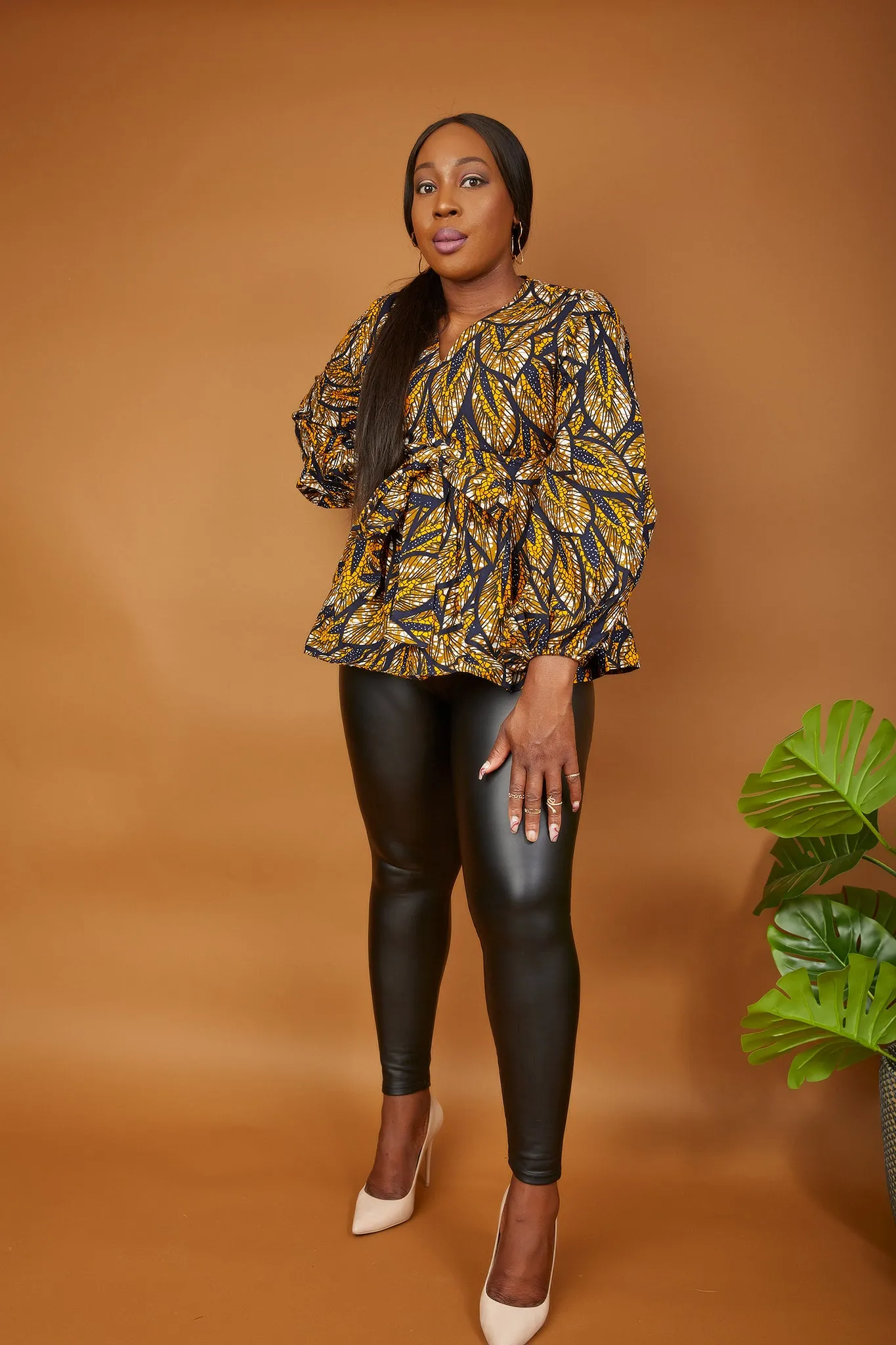 New In African Print Long Sleeve High Waist Top (Also available in Plus Size) - Tegga