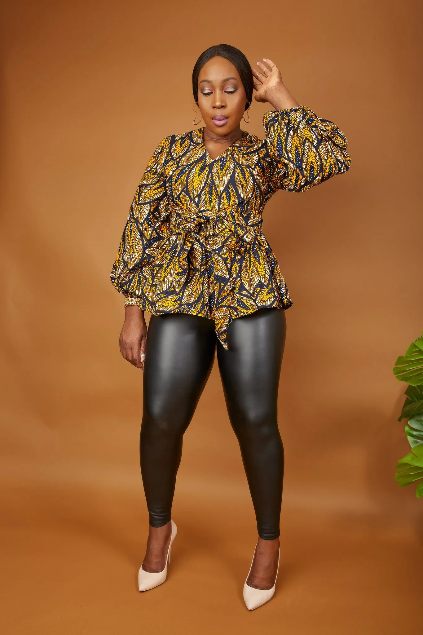 New In African Print Long Sleeve High Waist Top (Also available in Plus Size) - Tegga